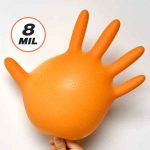 Heavy duty orange nitrile gloves 8 mil Disposable nitrile mechanic gloves with textured grip Industrial nitrile work gloves latex free