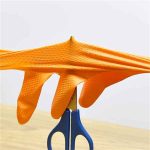 Heavy duty orange nitrile gloves 8 mil Disposable nitrile mechanic gloves with textured grip Industrial nitrile work gloves latex free