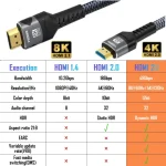8K HDMI-Compatible Cable 4K@120Hz 8K@60Hz HDMI 2.1 Cable 48Gbps Adapter For RTX 3080 eARC HDR Video Cable PC Laptop TV box PS5 - Image 6