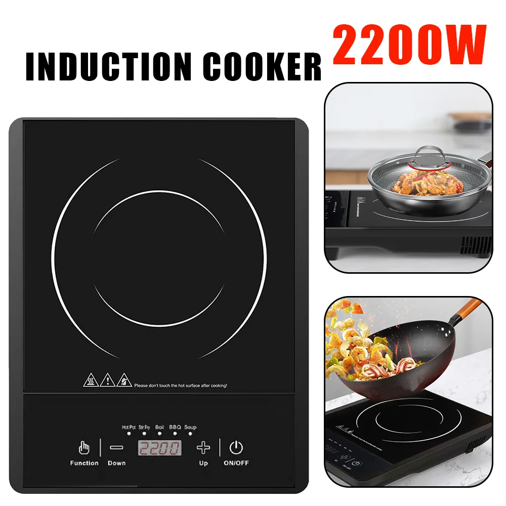 kf-S3c026d9faf264885902e937d9701dd43I 2200W Electric Induction portable Induction Cooktop English Keypad Panel With 5 preset programs with adjustable power settin - Image 1
